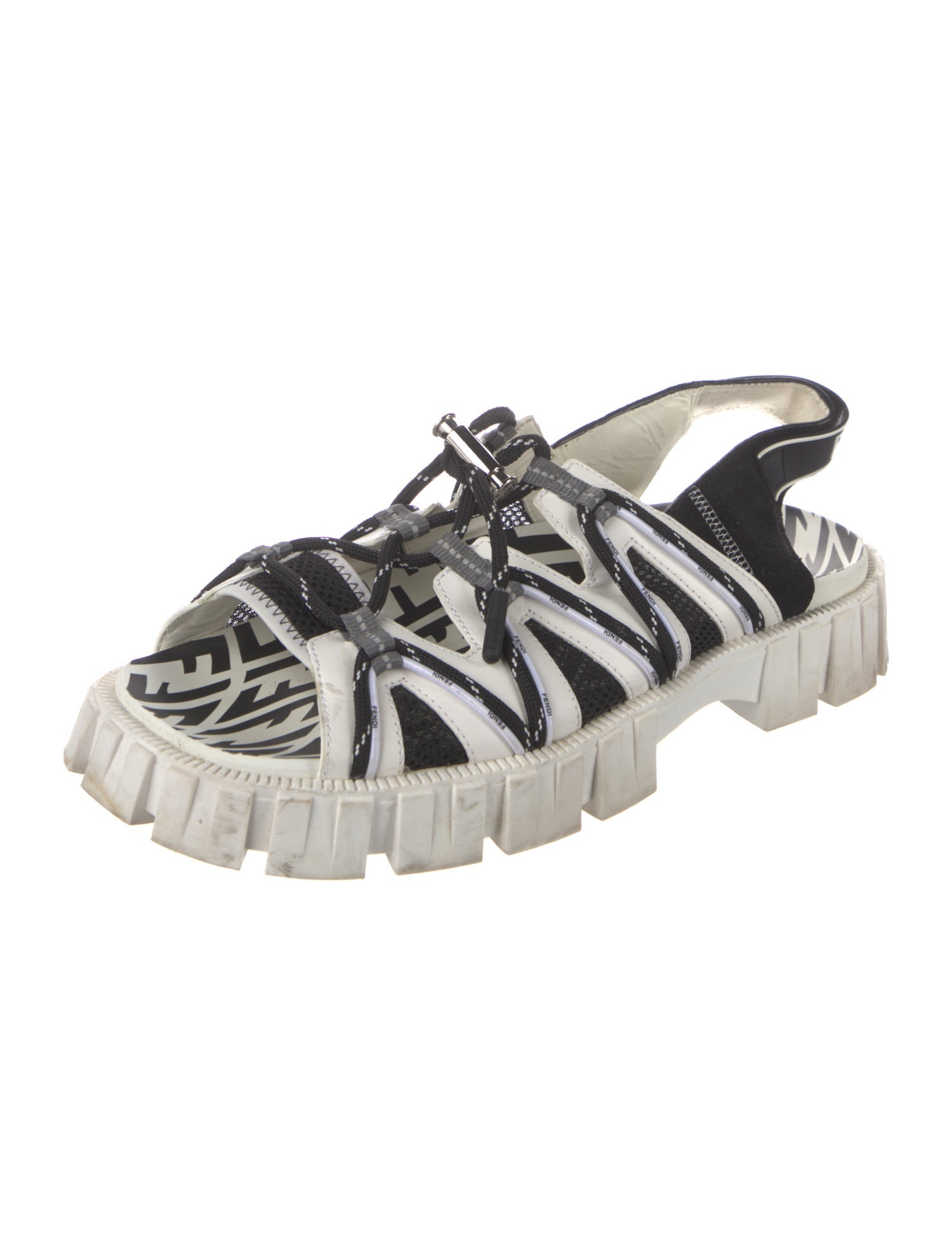 Fendi Leather Colorblock Pattern Sandals