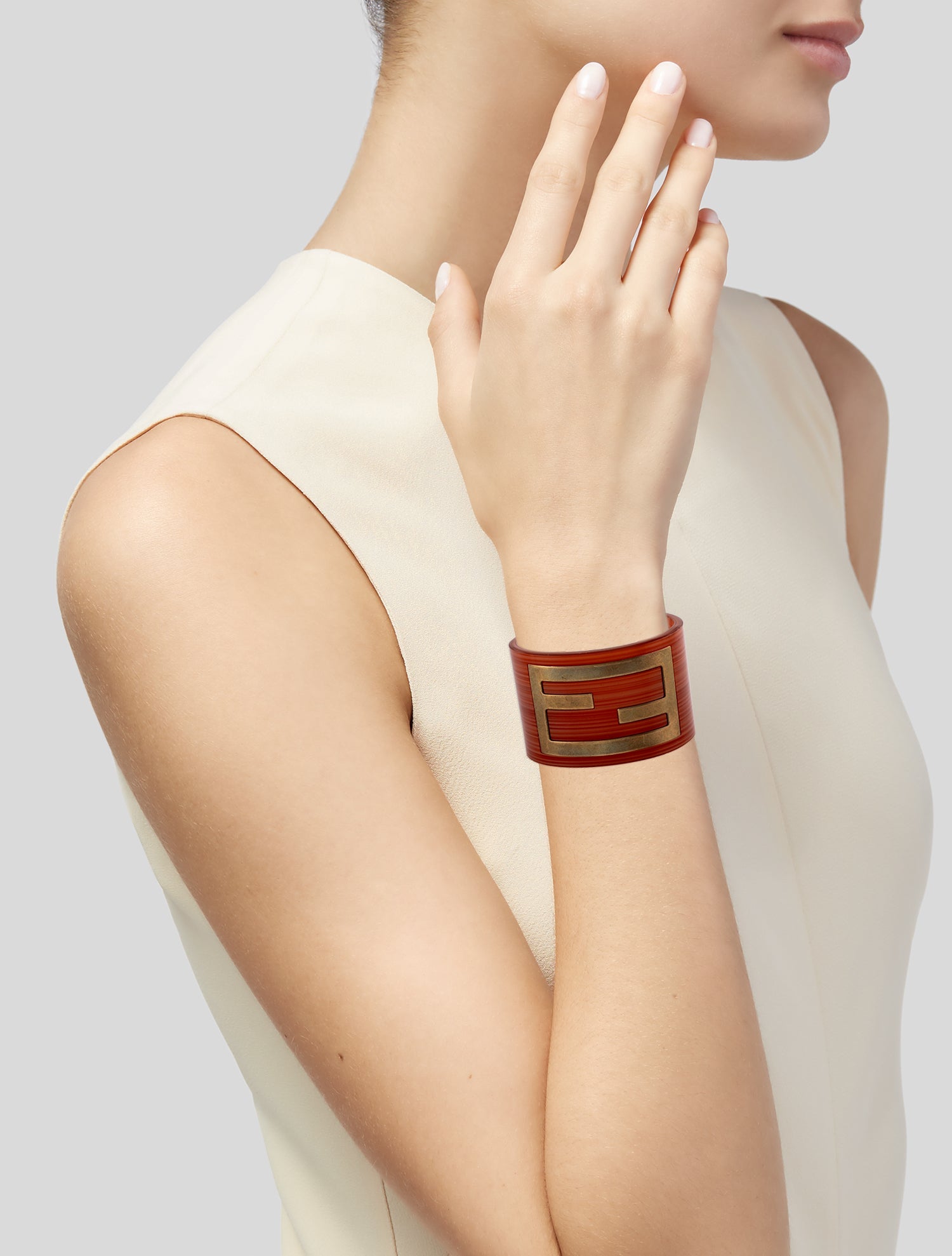 Fendi Acrylic Zucca Cuff Bracelet