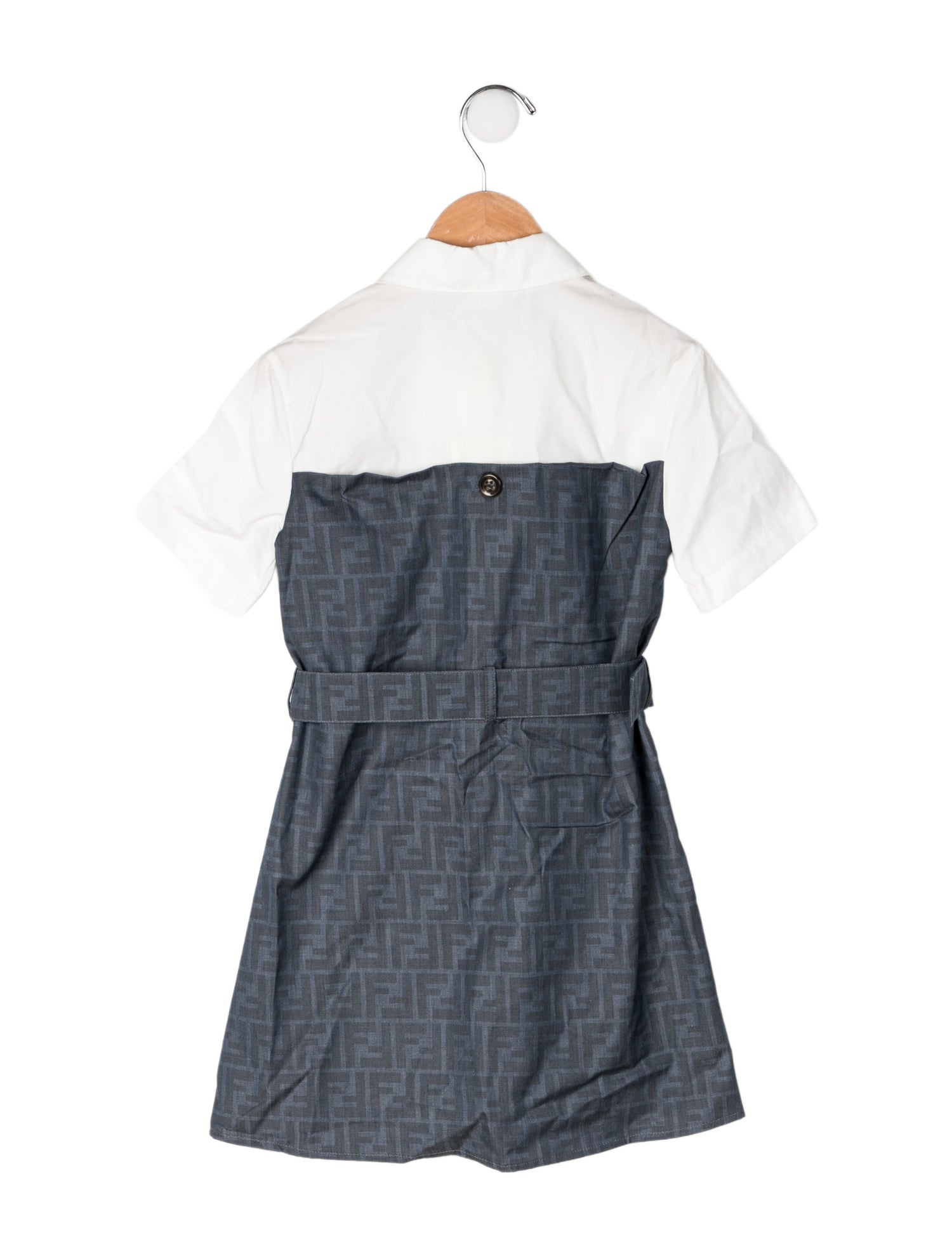 Fendi Cotton Zucca Print Short Sleeve Dress