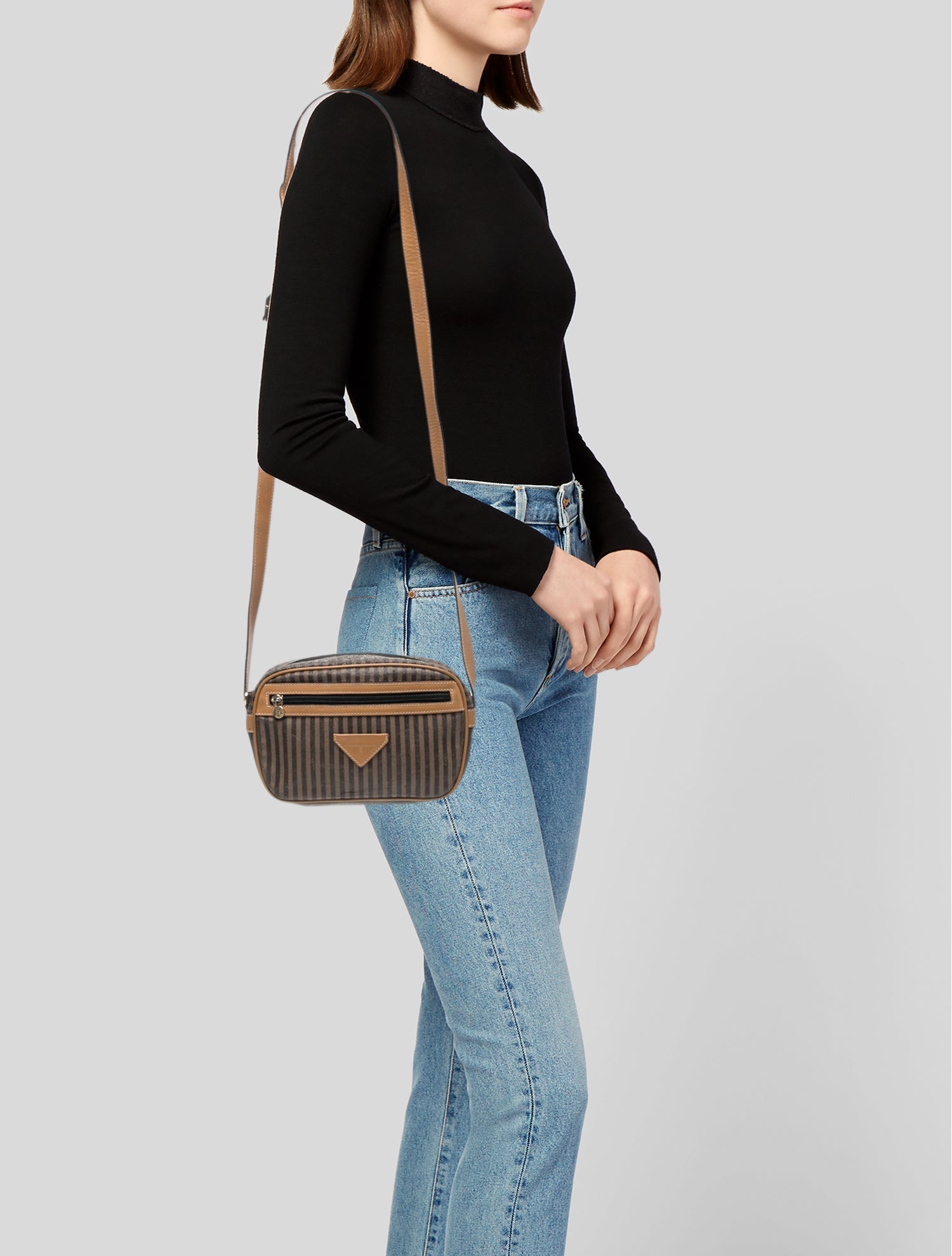 Fendi Zucchino FF Vintage Vintage - Neutrals Crossbody Bags
