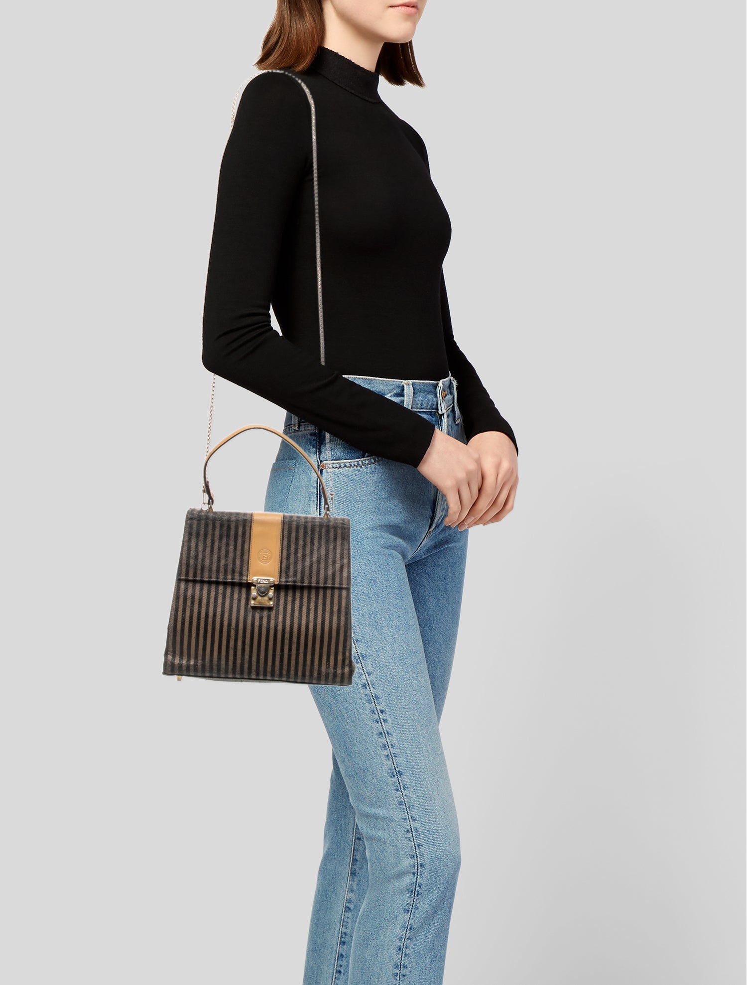 Loro Piana Leather Loom 25 - Black Handle Bags, Handbags