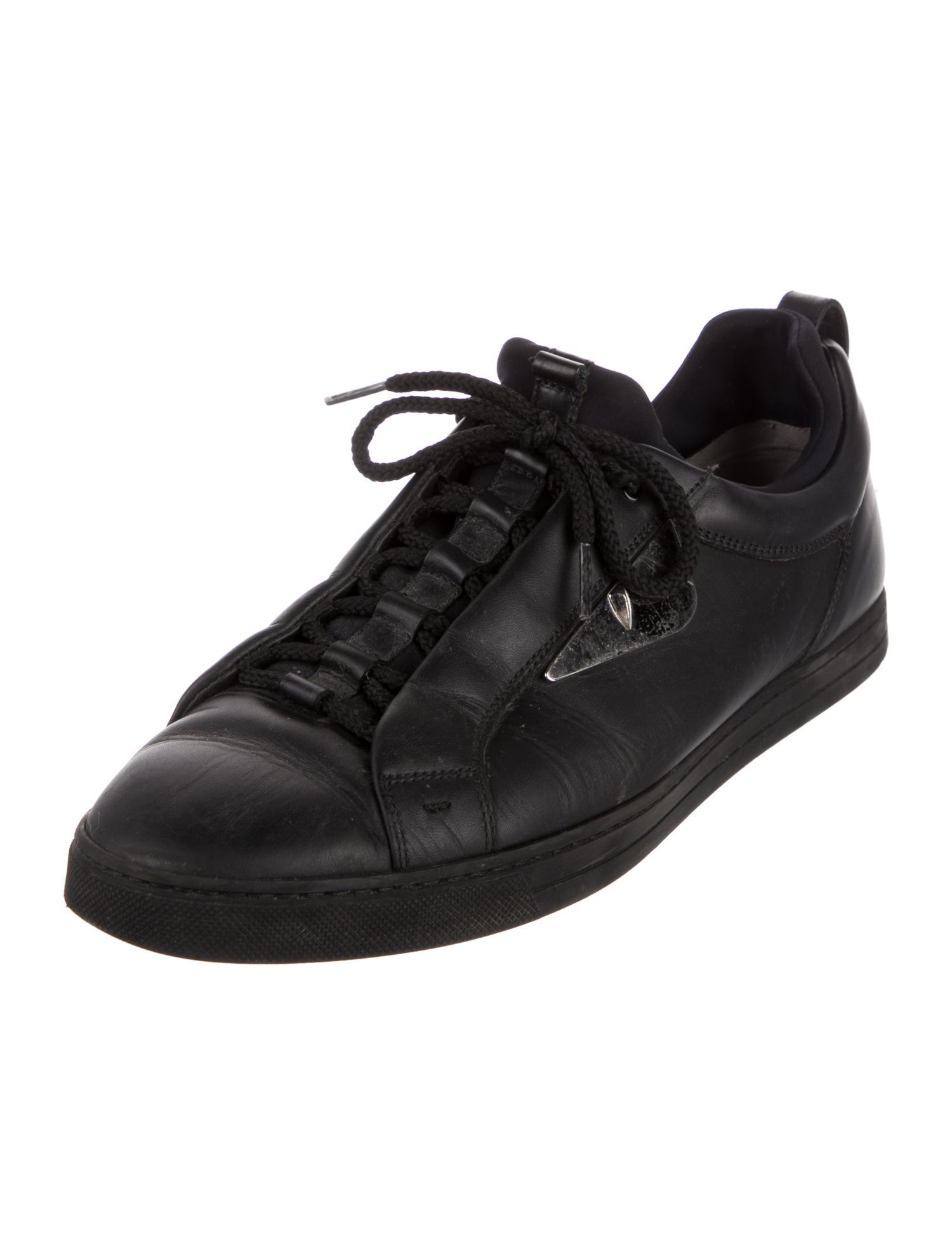 Fendi Leather Graphic Print Sneakers