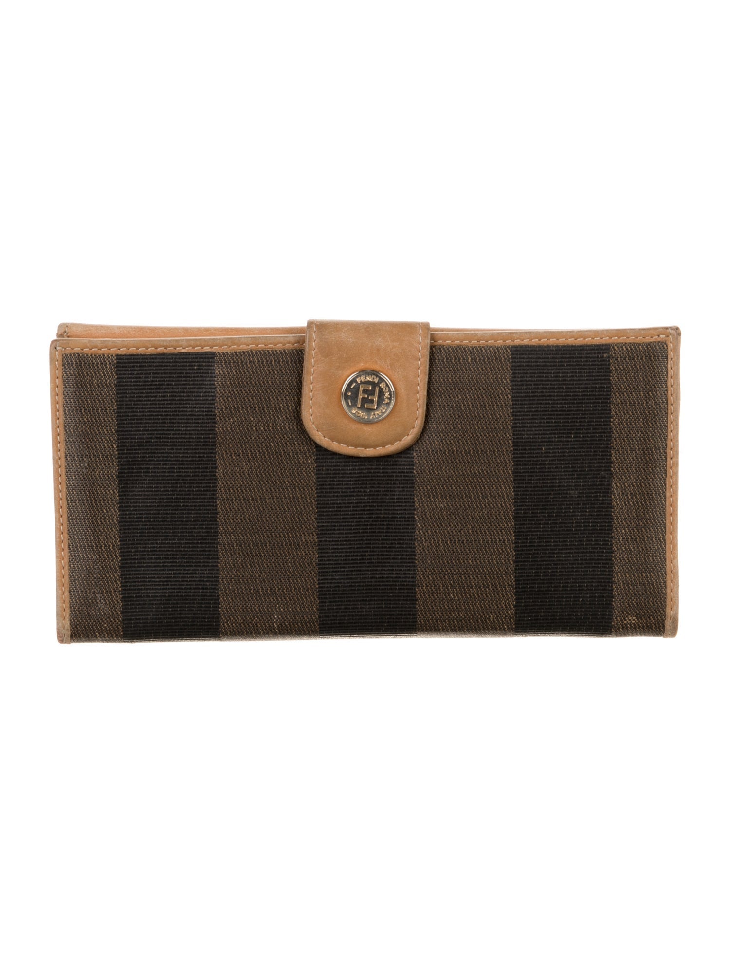 Fendi Vintage Pequin Pattern Continental Wallet