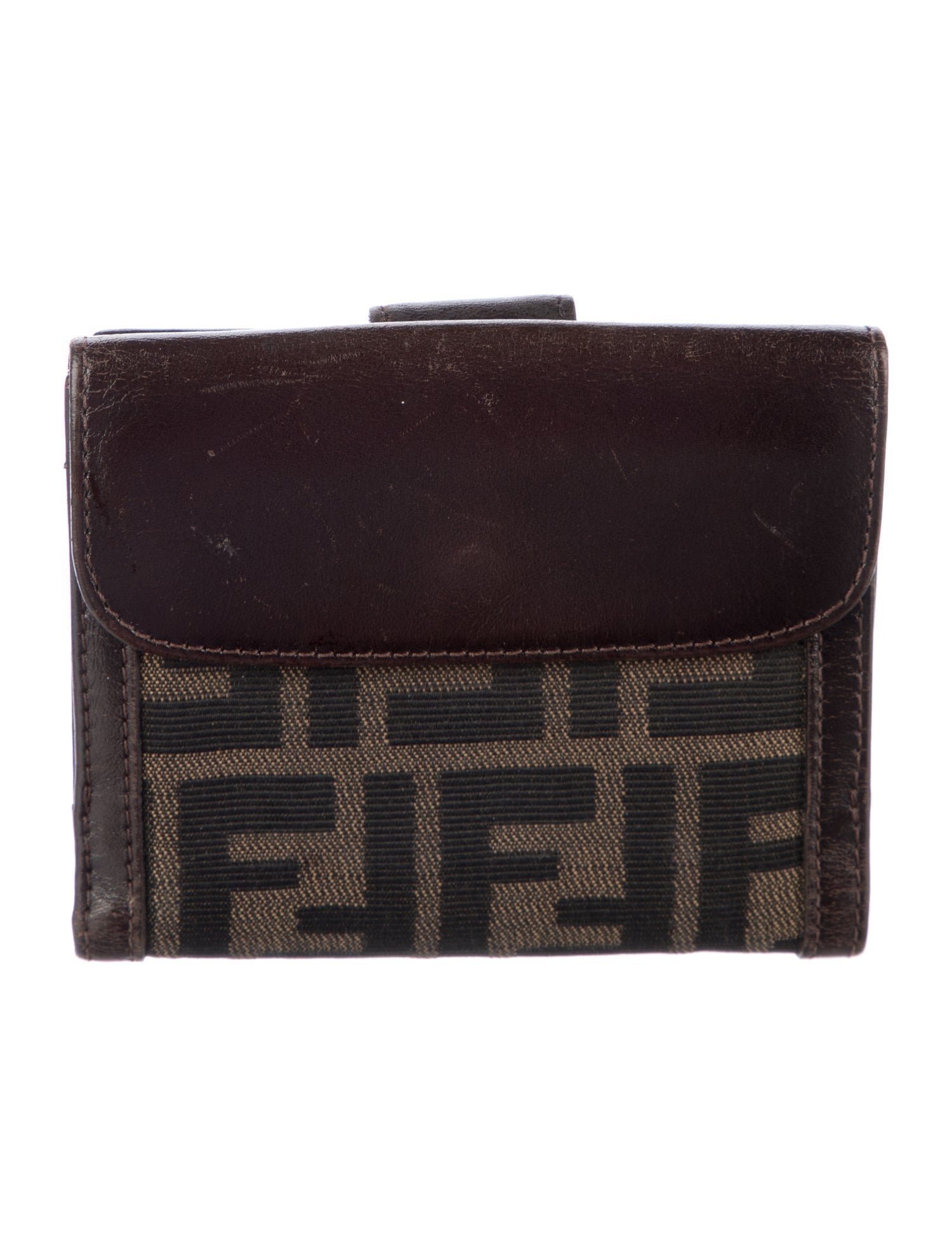 Fendi Zucca FF Logo Canvas French Purse