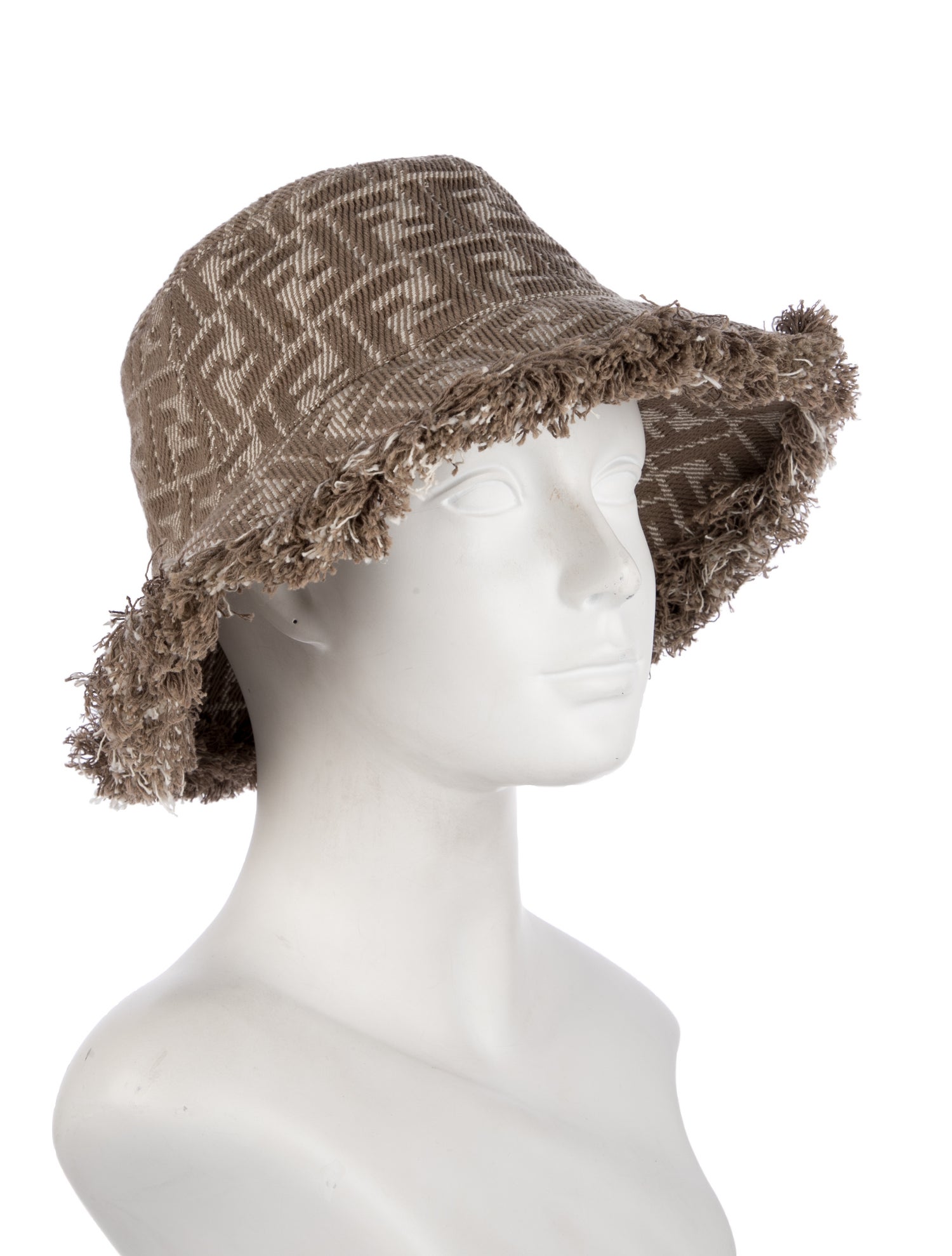 Fendi Zucca FF Fringe Bucket Hat - Neutrals Hats, Accessories