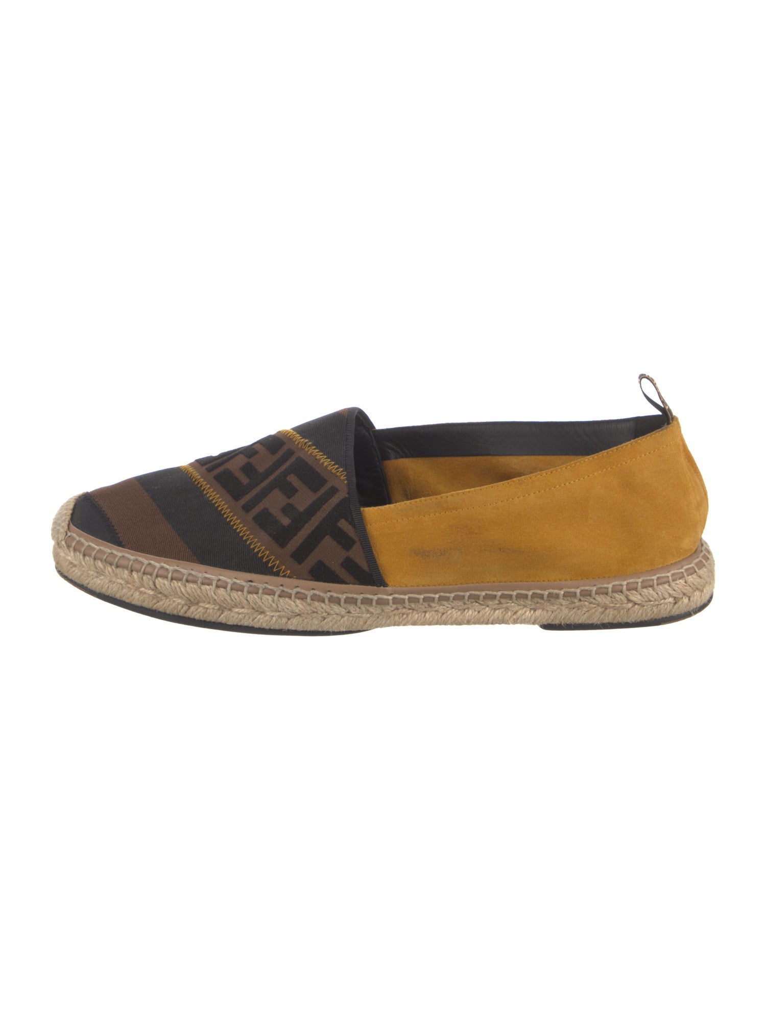 Fendi Pequin Pattern Suede Espadrilles