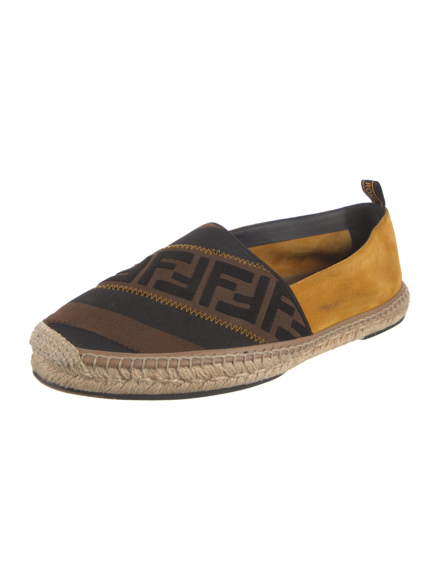 Fendi Pequin Pattern Suede Espadrilles