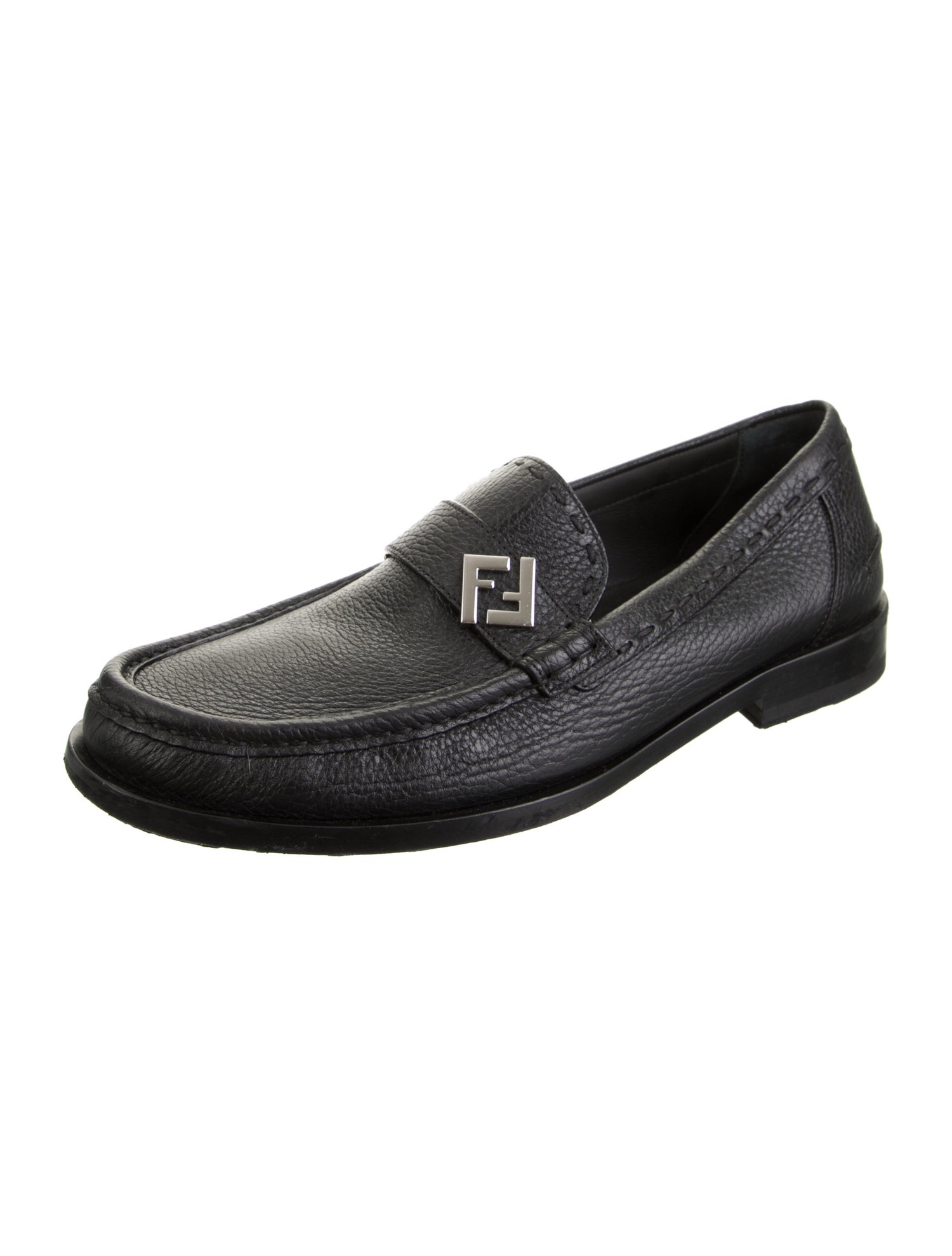 Fendi Zucca FF Logo Leather Loafers