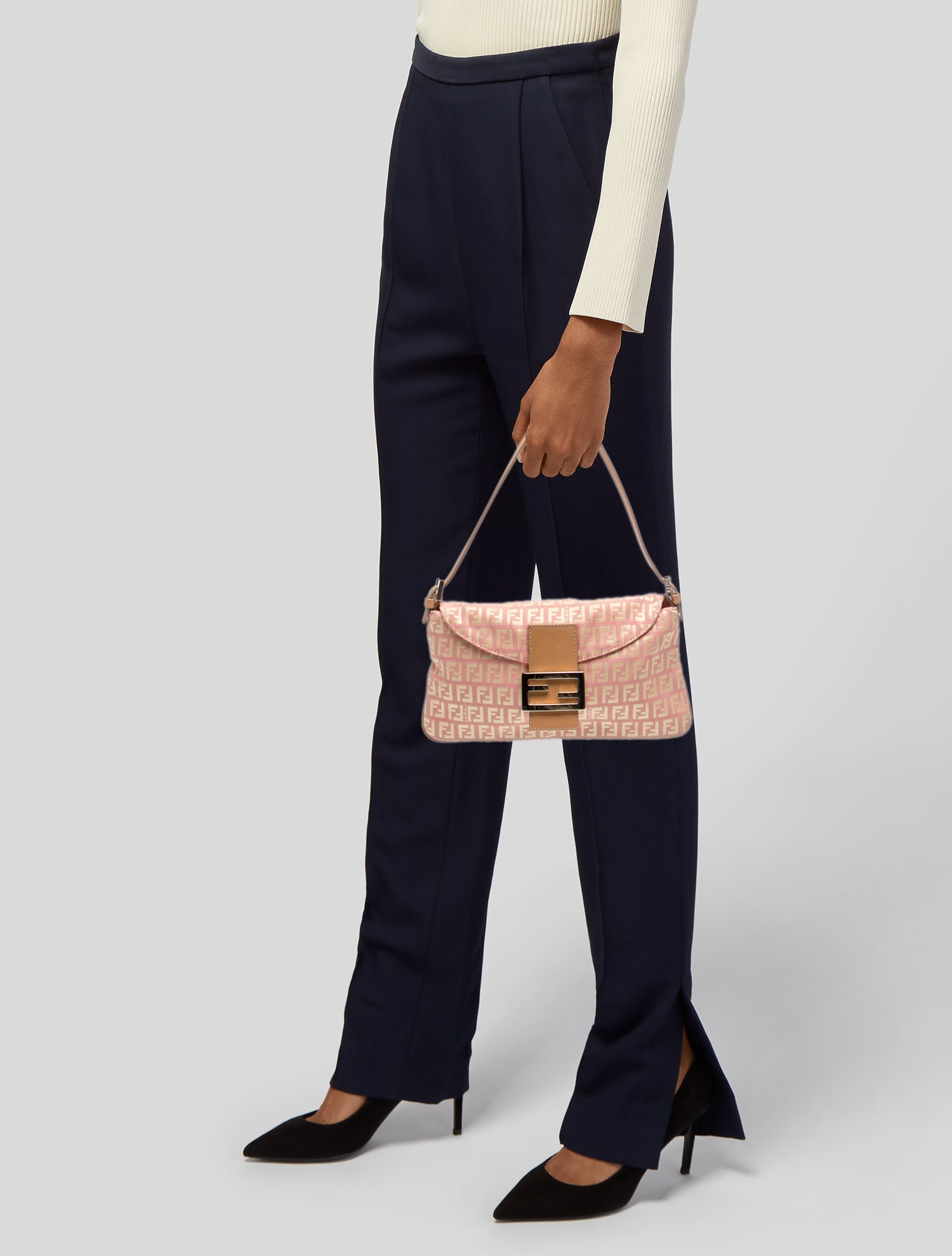 Fendi Zucchino FF Double Flap Baguette