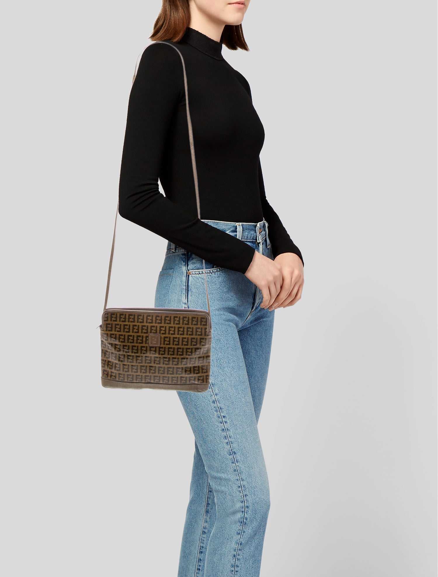 Fendi Zucchino FF Vintage Vintage - Neutrals Crossbody Bags
