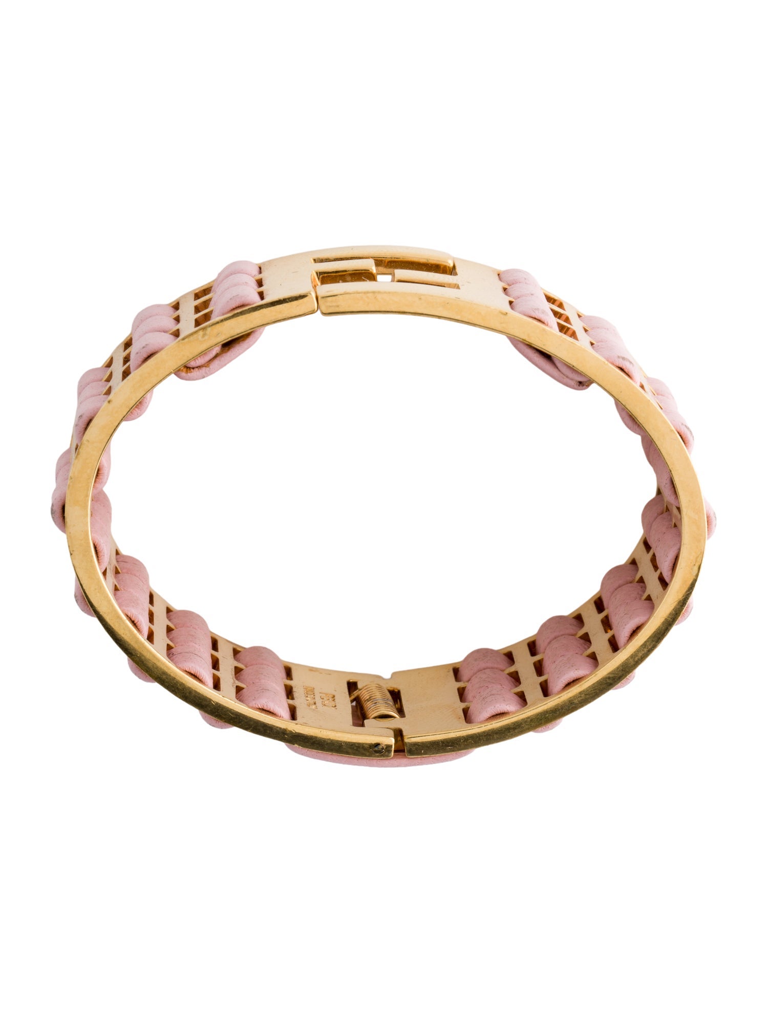 Fendi Leather Fendista Woven Bangle Bracelet - Pink Bangle