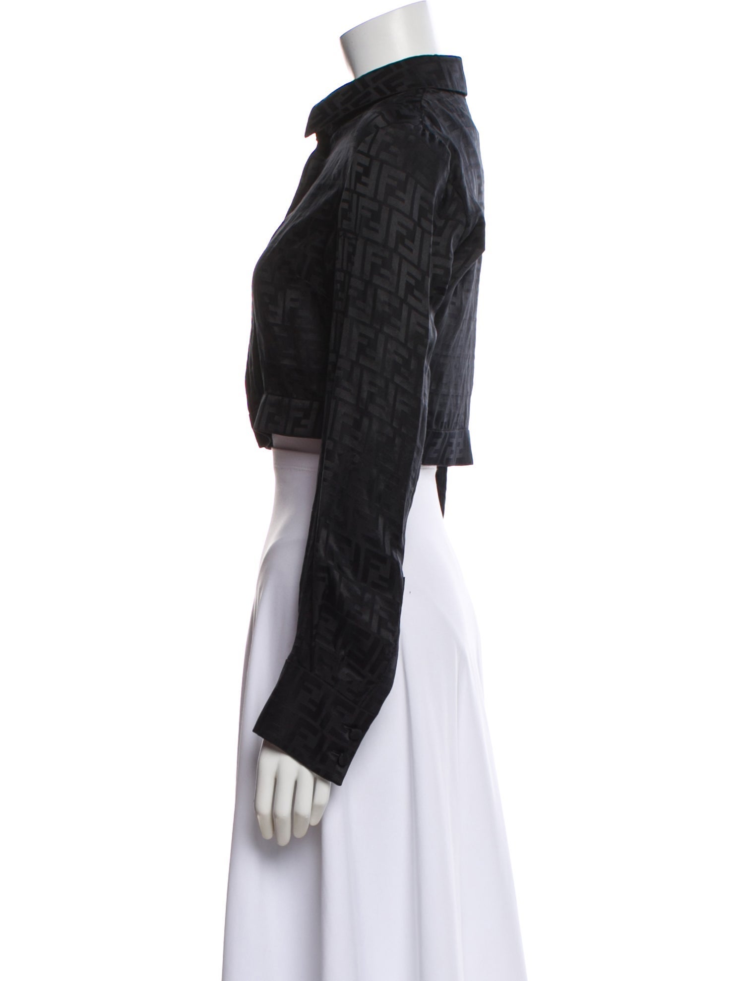 Fendi Silk Graphic Print Crop Top