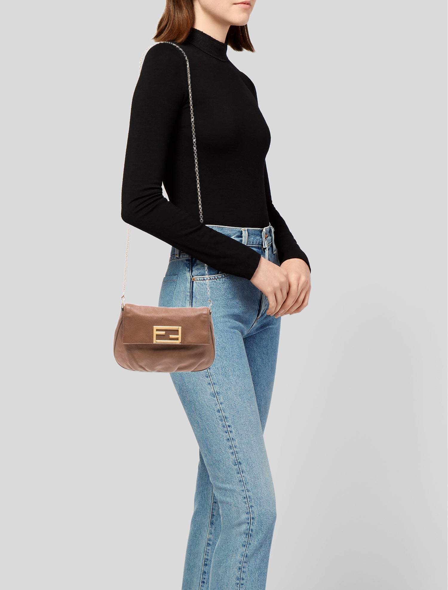 FENDl バック Fendi Zucca Double Zip Shoulder Bag - Black Shoulder Bags