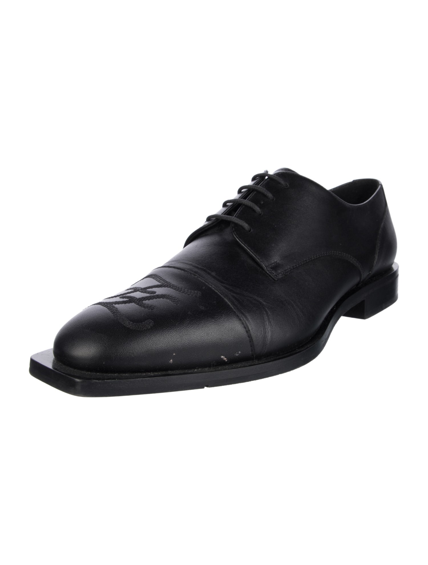 Fendi Leather Graphic Print Oxfords