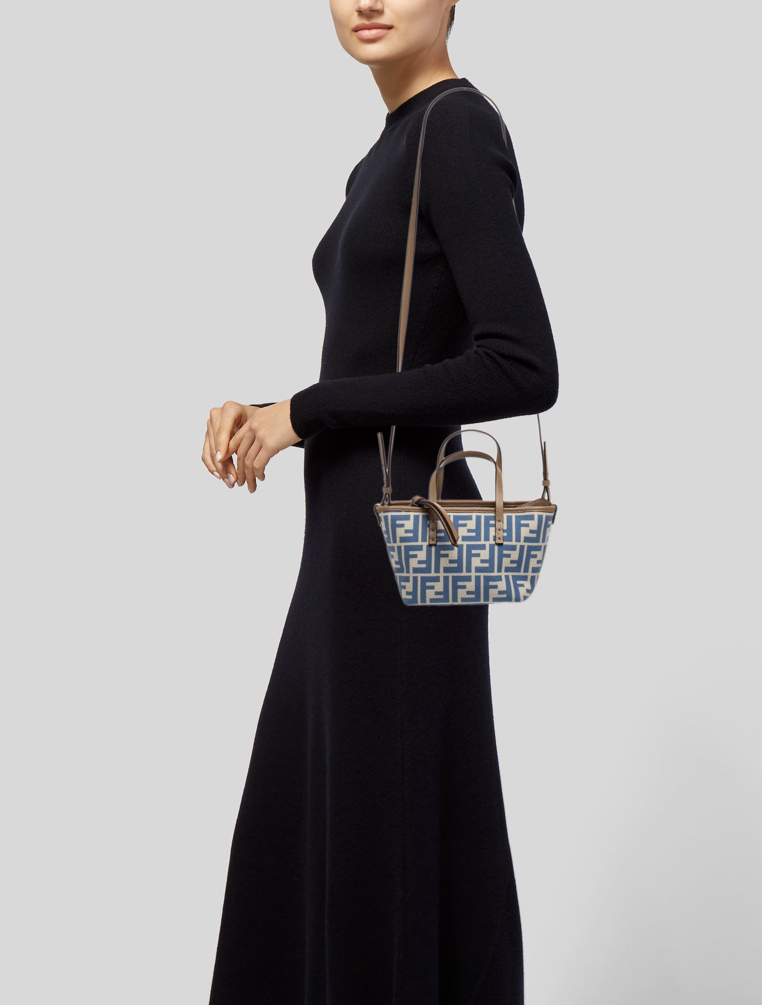 Fendi Zucca FF Vitello Century F is Whipstitch Threads FF Embossed