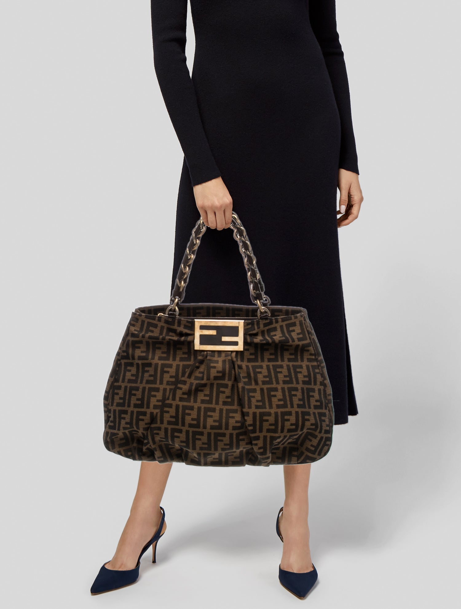 Fendi Zucca FF Zucca Canvas Mia Tote Bag - Brown Shoulder Bags