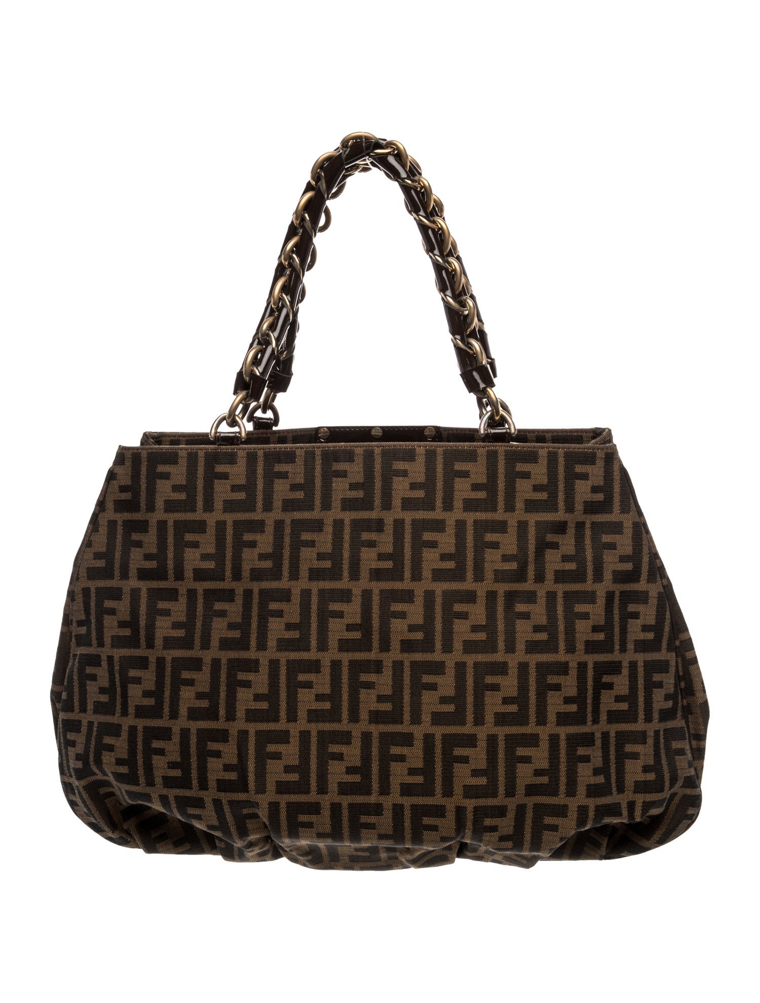 Fendi Zucca FF Zucca Canvas Mia Tote Bag - Brown Shoulder Bags