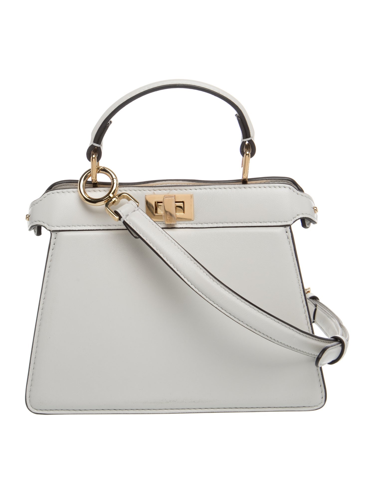 Fendi Leather Peekaboo Mini - White Handle Bags, Handbags