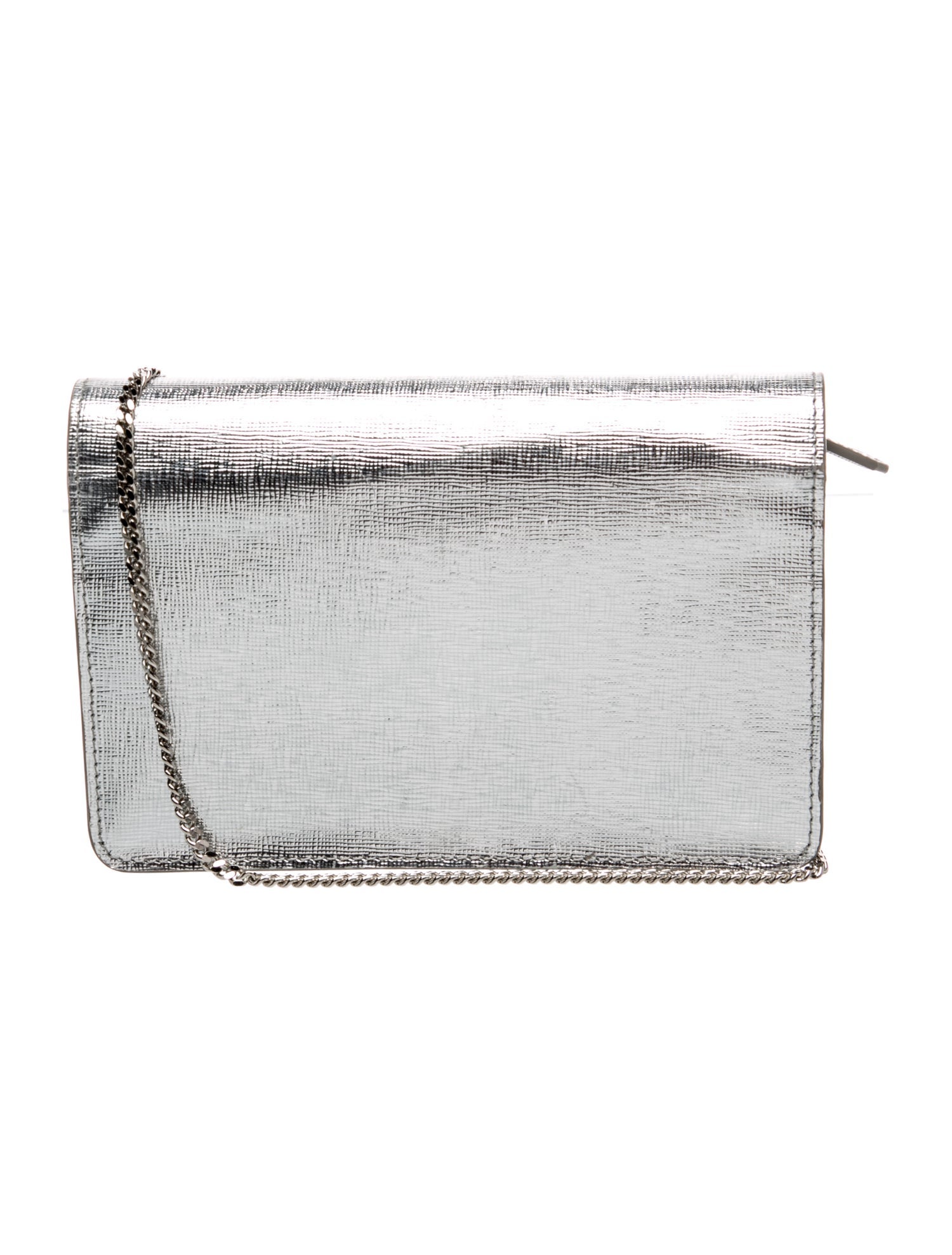 Fendi Zucca FF Leather Tube Wallet On Chain - Silver Crossbody