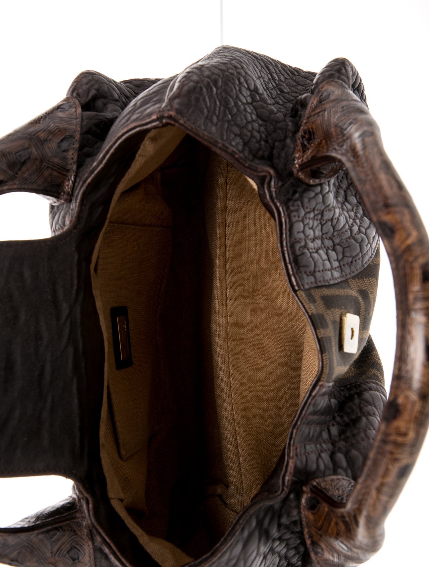 Fendi Zucca FF Spy - Brown Handle Bags, Handbags - FEN445682 | The
