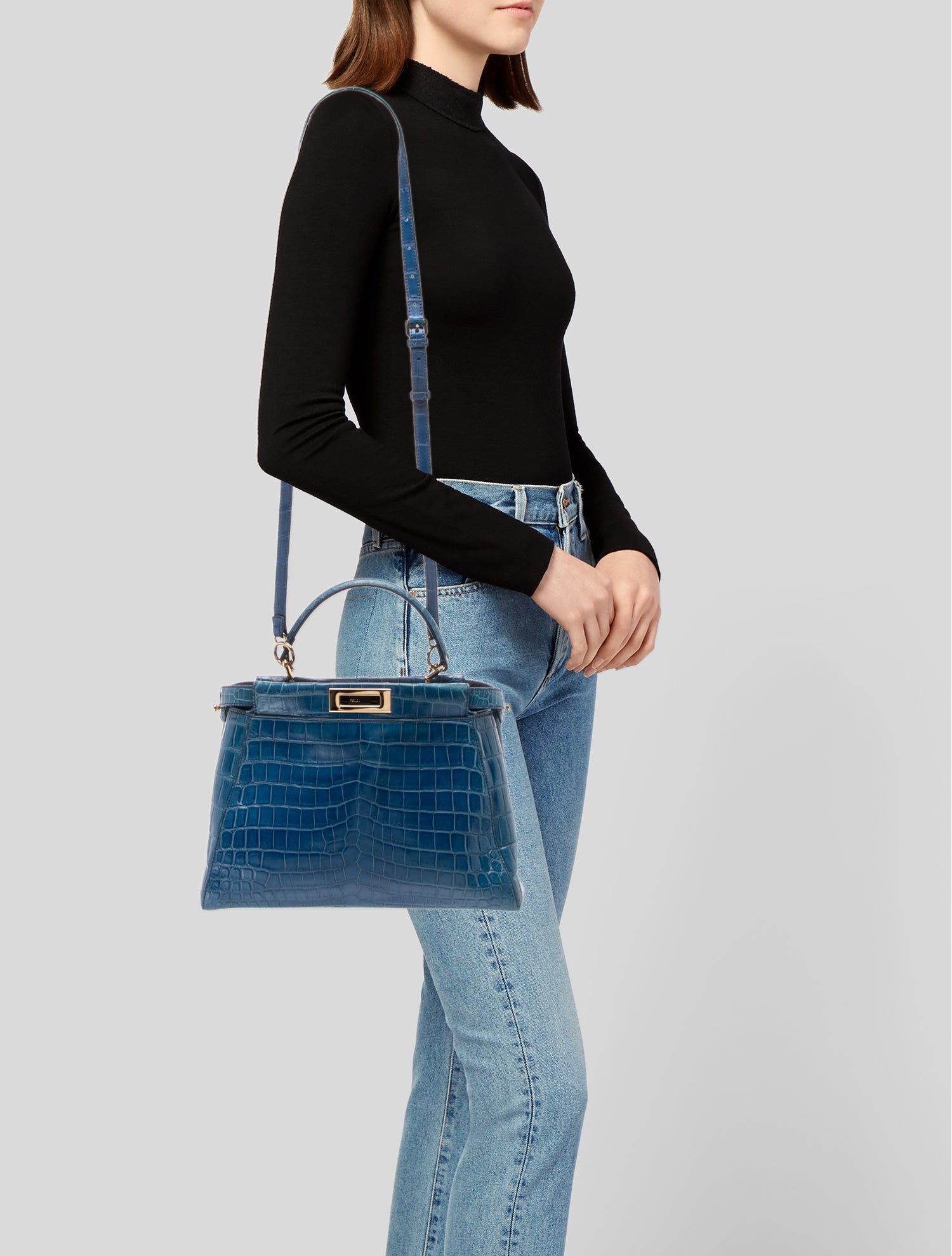 Fendi Embossed Leather Peekaboo Large