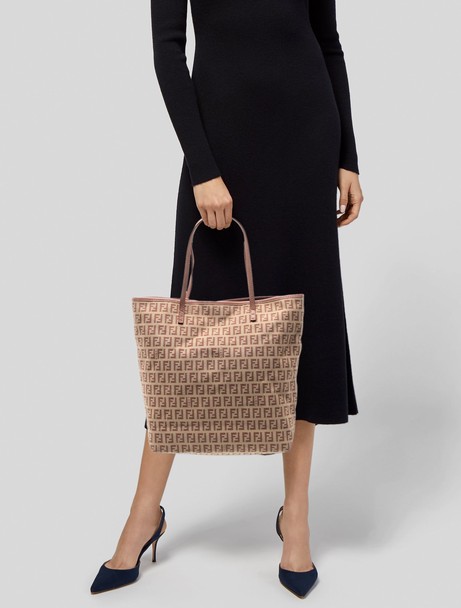Fendi Zucchino FF Roll Tote - Neutrals Handle Bags, Handbags