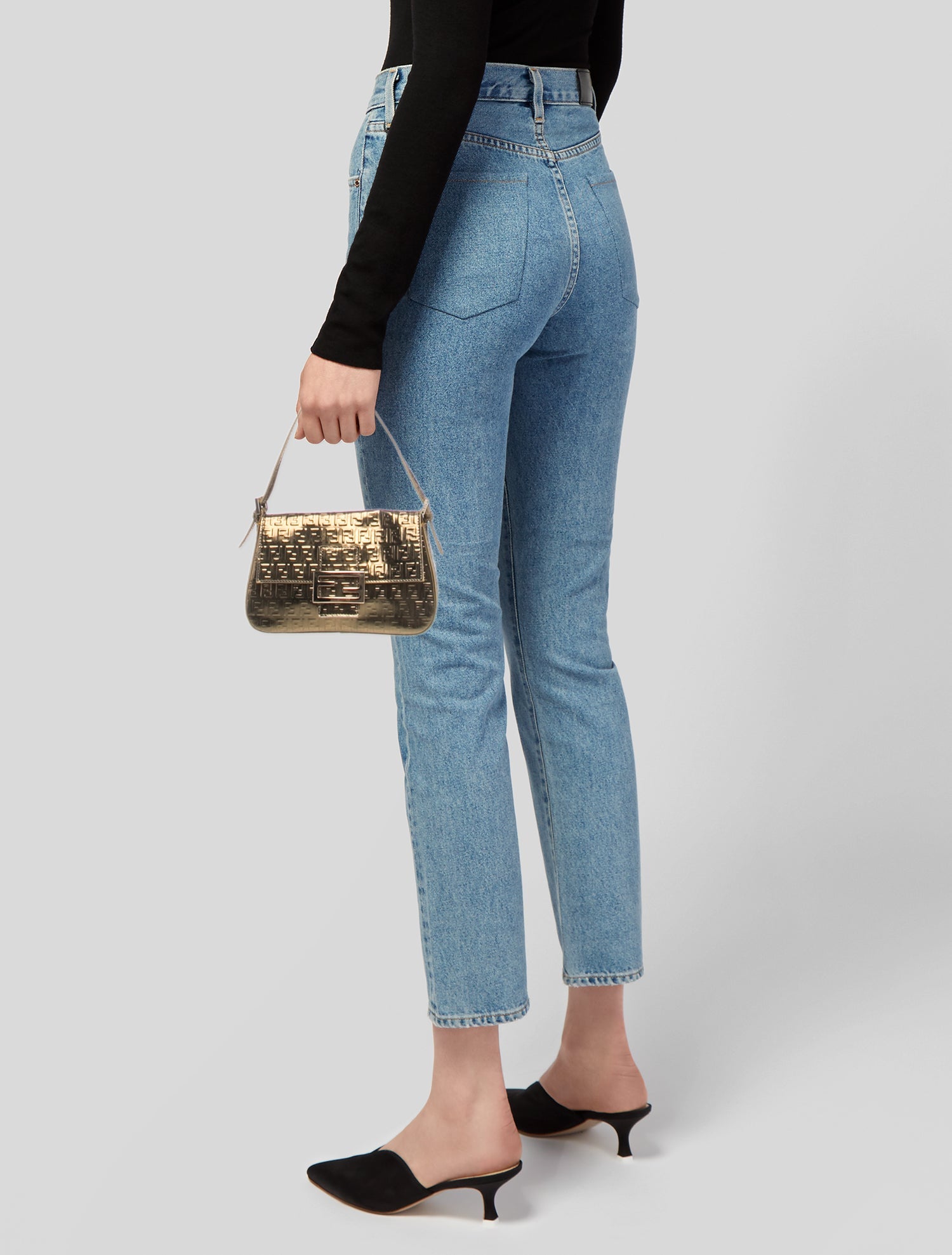 Fendi Zucchino FF Mama Mini - Gold Shoulder Bags, Handbags
