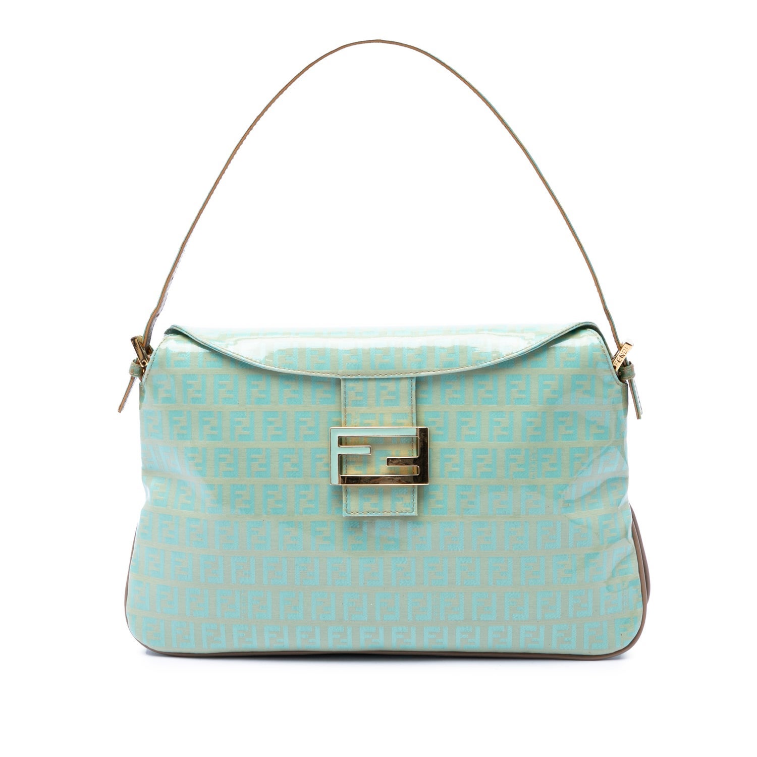 Fendi Zucchino Crystal Double Flap Calfskin Shoulder Bag