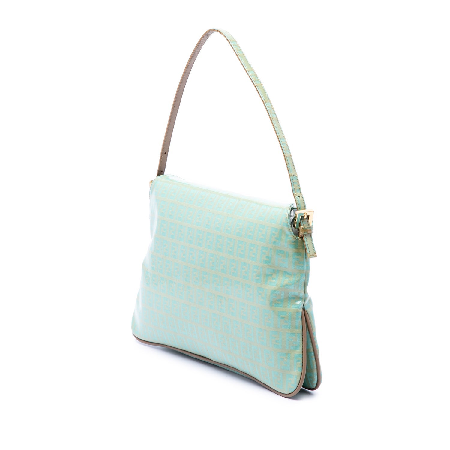 Fendi Zucchino Crystal Double Flap Calfskin Shoulder Bag