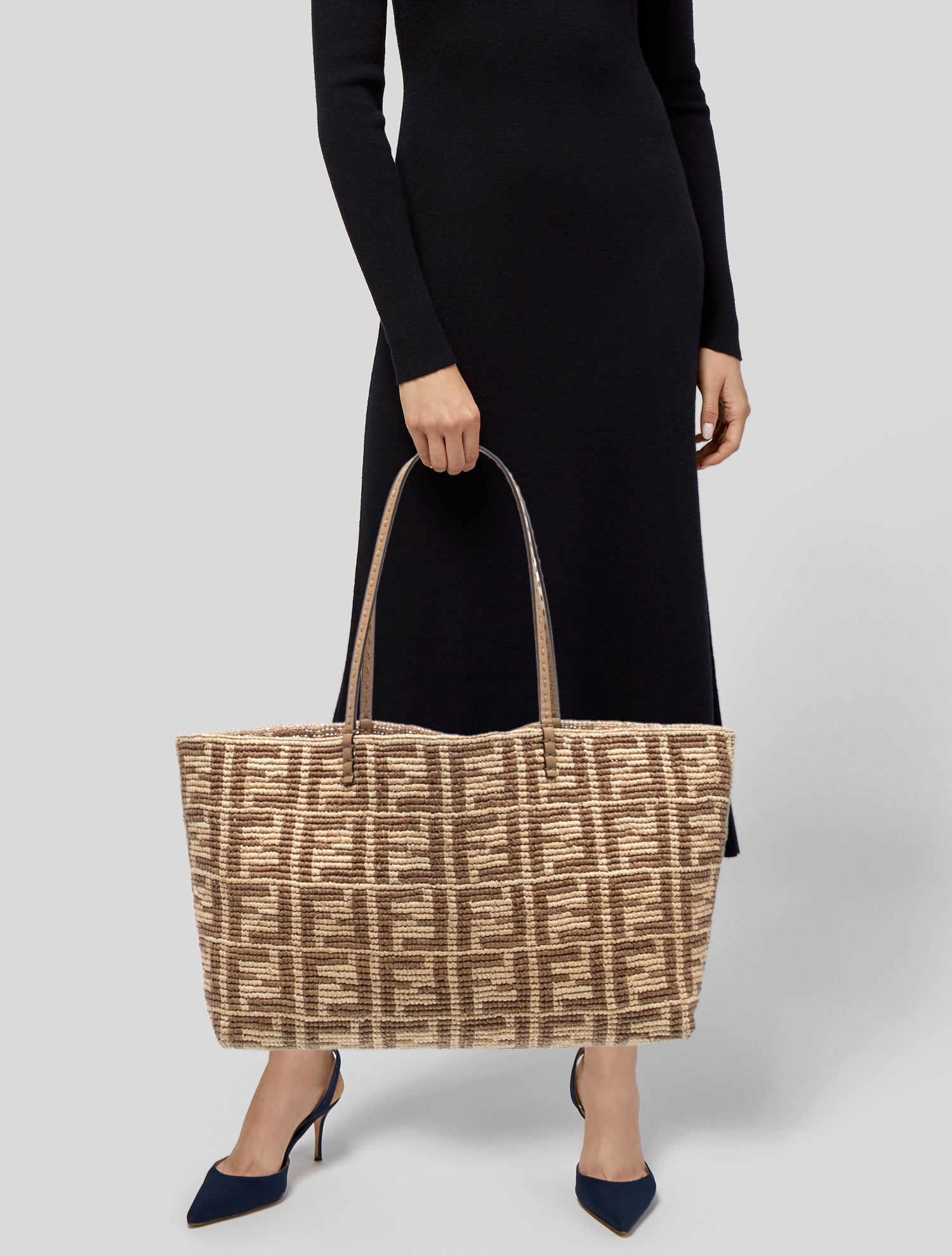 Fendi Zucchino FF Roll Tote 2025 - Brown Totes, Handbags