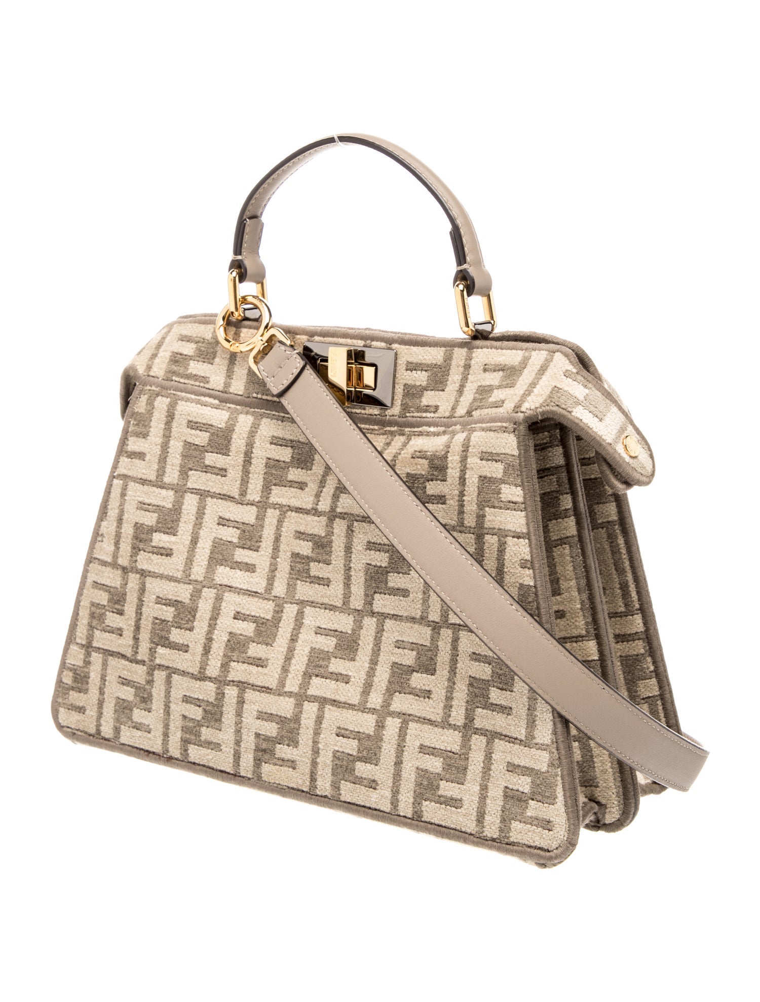 Fendi Zucca FF Peekaboo Small - Neutrals Handle Bags, Handbags