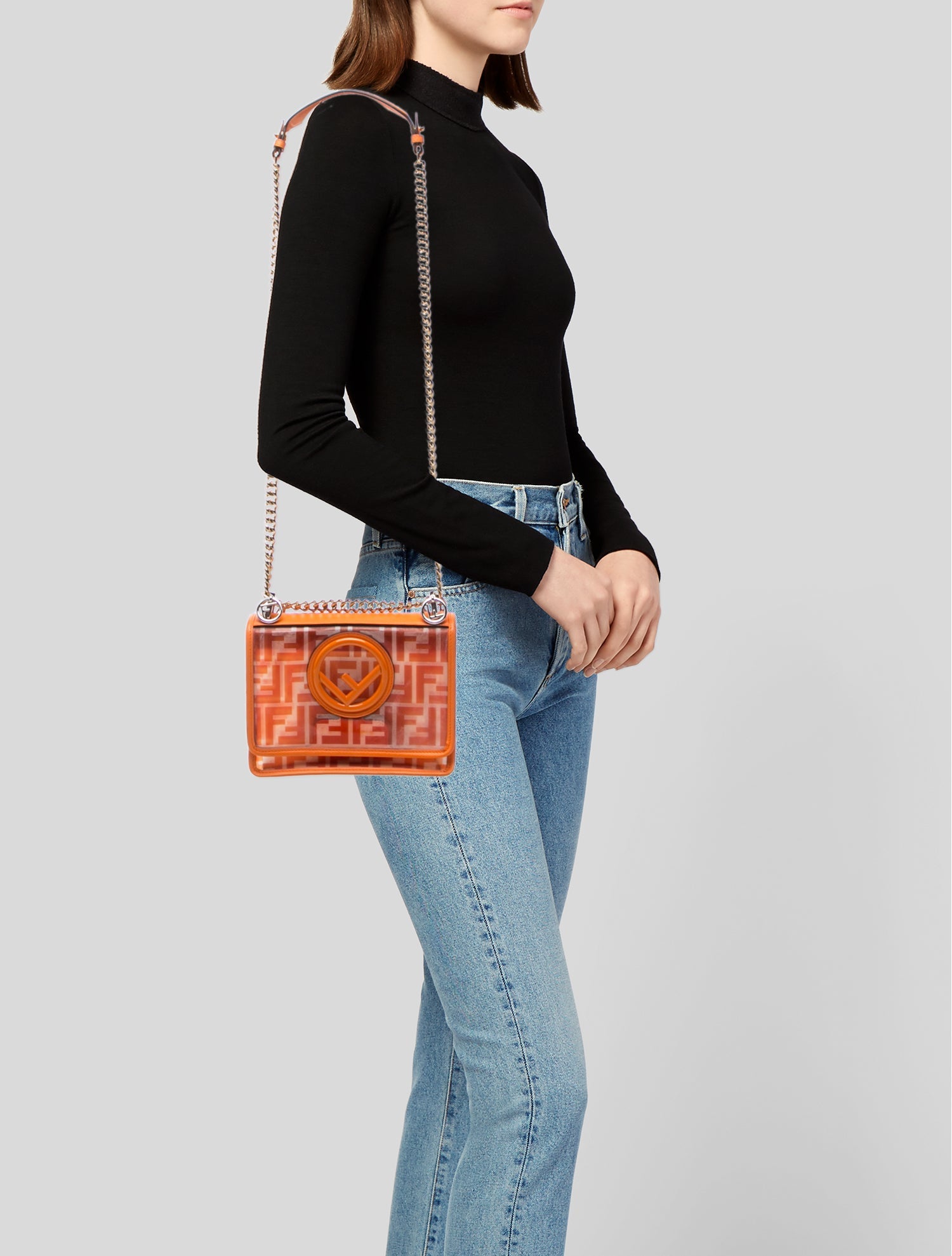 Fendi PVC Kan I Small - Orange Crossbody Bags, Handbags