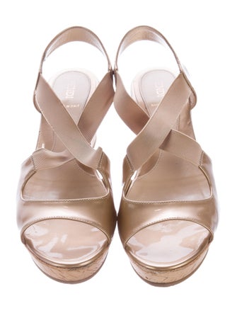Fendi Metallic Wedge Sandals