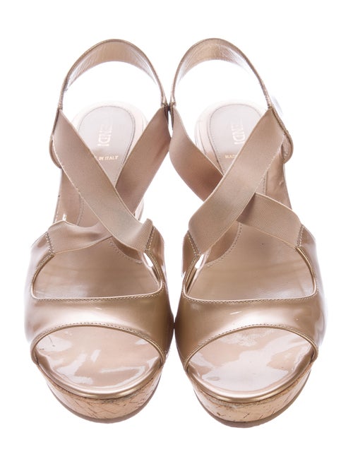 Fendi Metallic Wedge Sandals