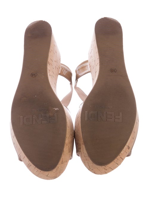 Fendi Metallic Wedge Sandals