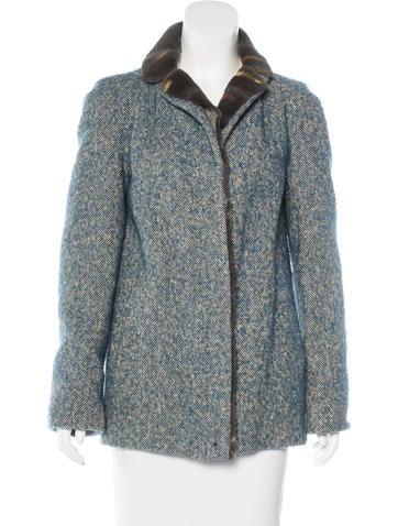 Fendi Fur-Trimmed Wool Coat