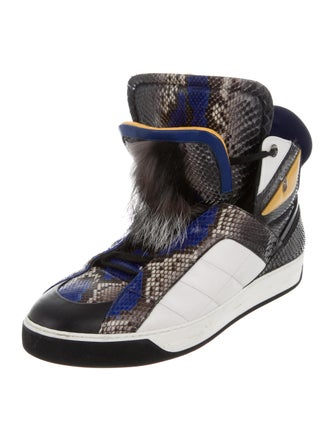 Fendi Python Fur-Trimmed Monster Sneakers