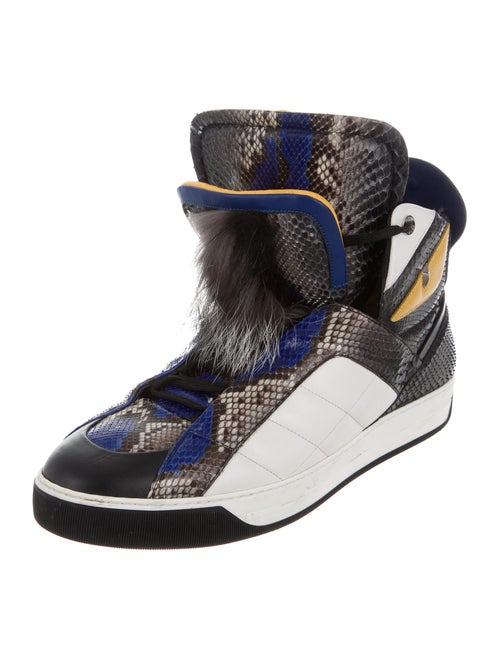 Fendi Python Fur-Trimmed Monster Sneakers