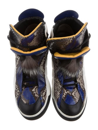 Fendi Python Fur-Trimmed Monster Sneakers