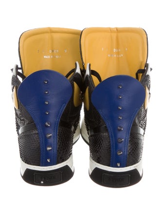 Fendi Python Fur-Trimmed Monster Sneakers