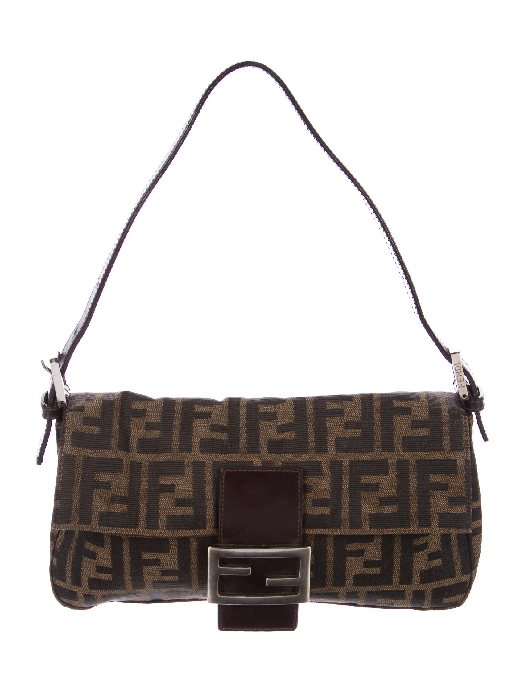 Fendi Zucca Leather Trimmed Baguette Handbags Fen59910 The Zucca Leather Trimmed Baguette