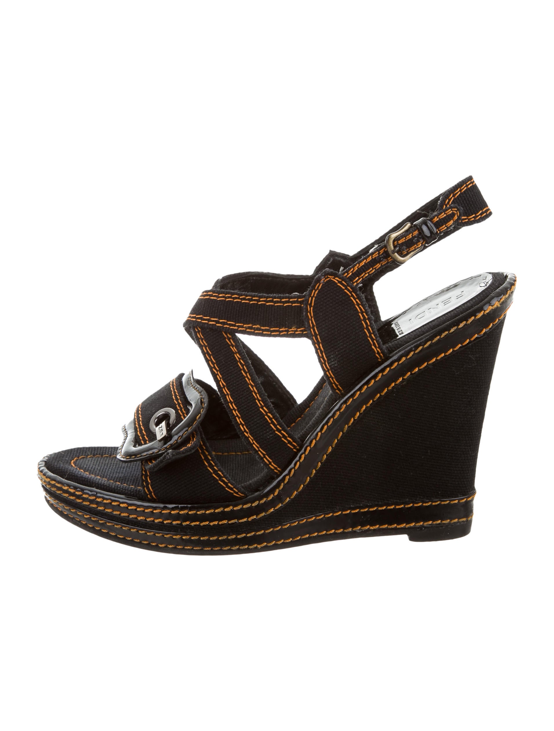 fendi sandals fendi canvas wedge sandals shoes fen60697 the realreal fendi sandals fendi canvas wedge sandals shoes fen60697 the realreal