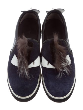 Fendi Fur-Trimmed Monster Slip-On Sneakers