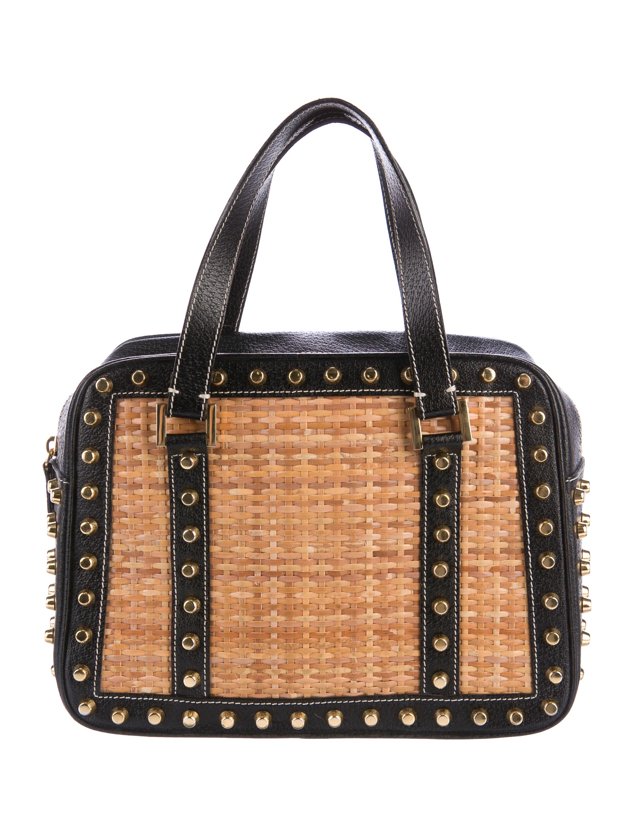 Fendi Studded Straw Handle Bag Handbags FEN66242 The RealReal