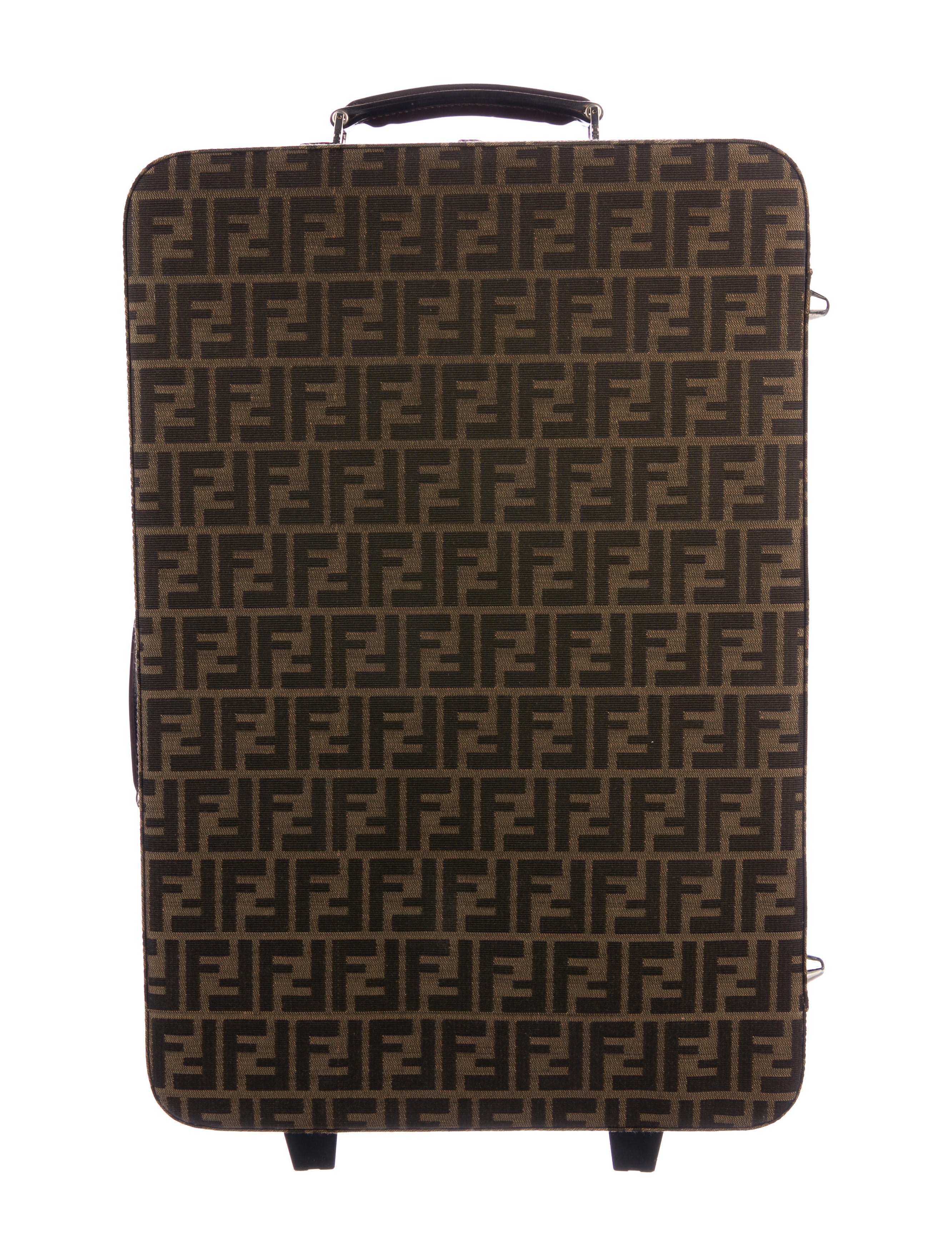 Fendi Zucca Leather-Trimmed Trolley