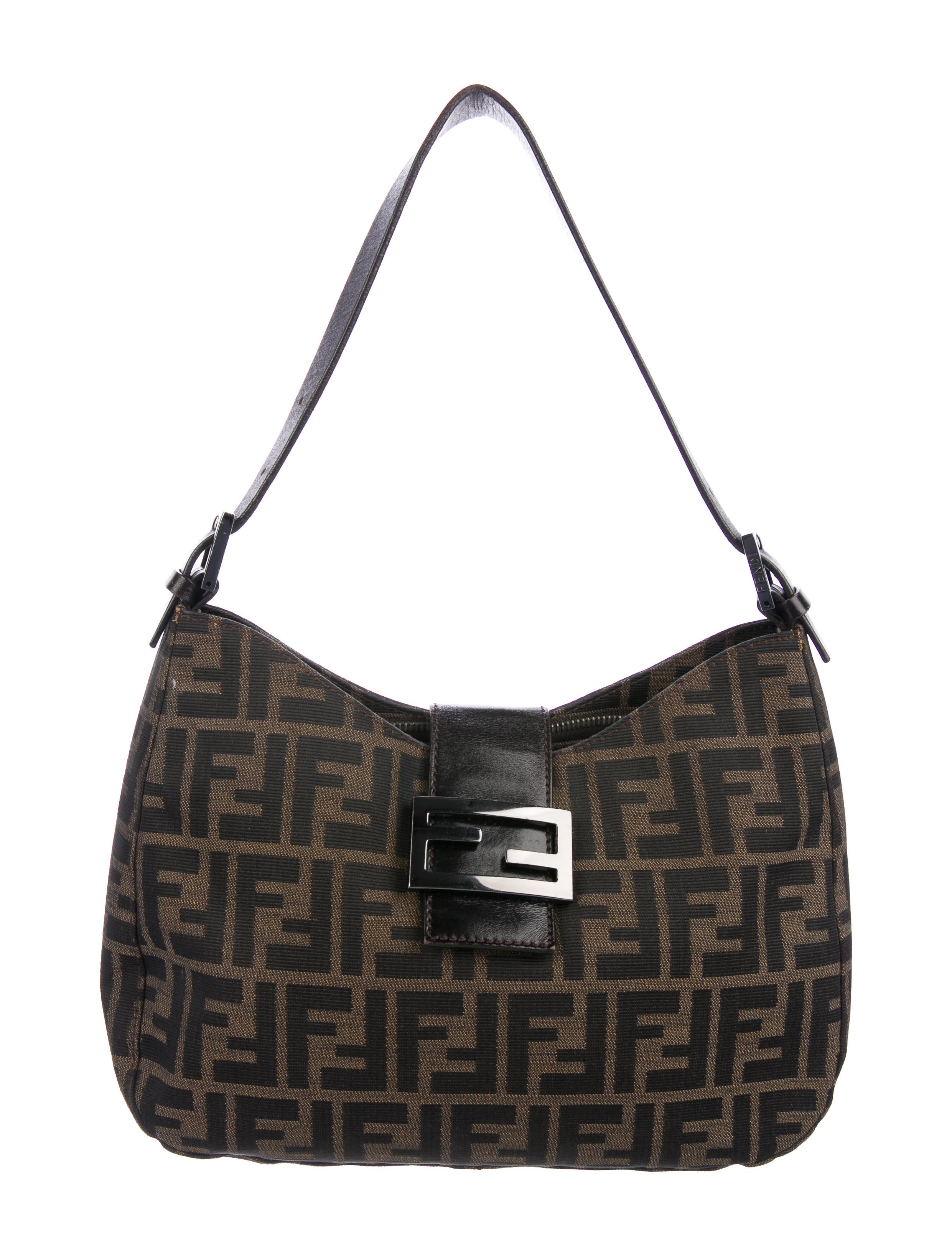 Fendi Leather Trimmed Zucca Hobo