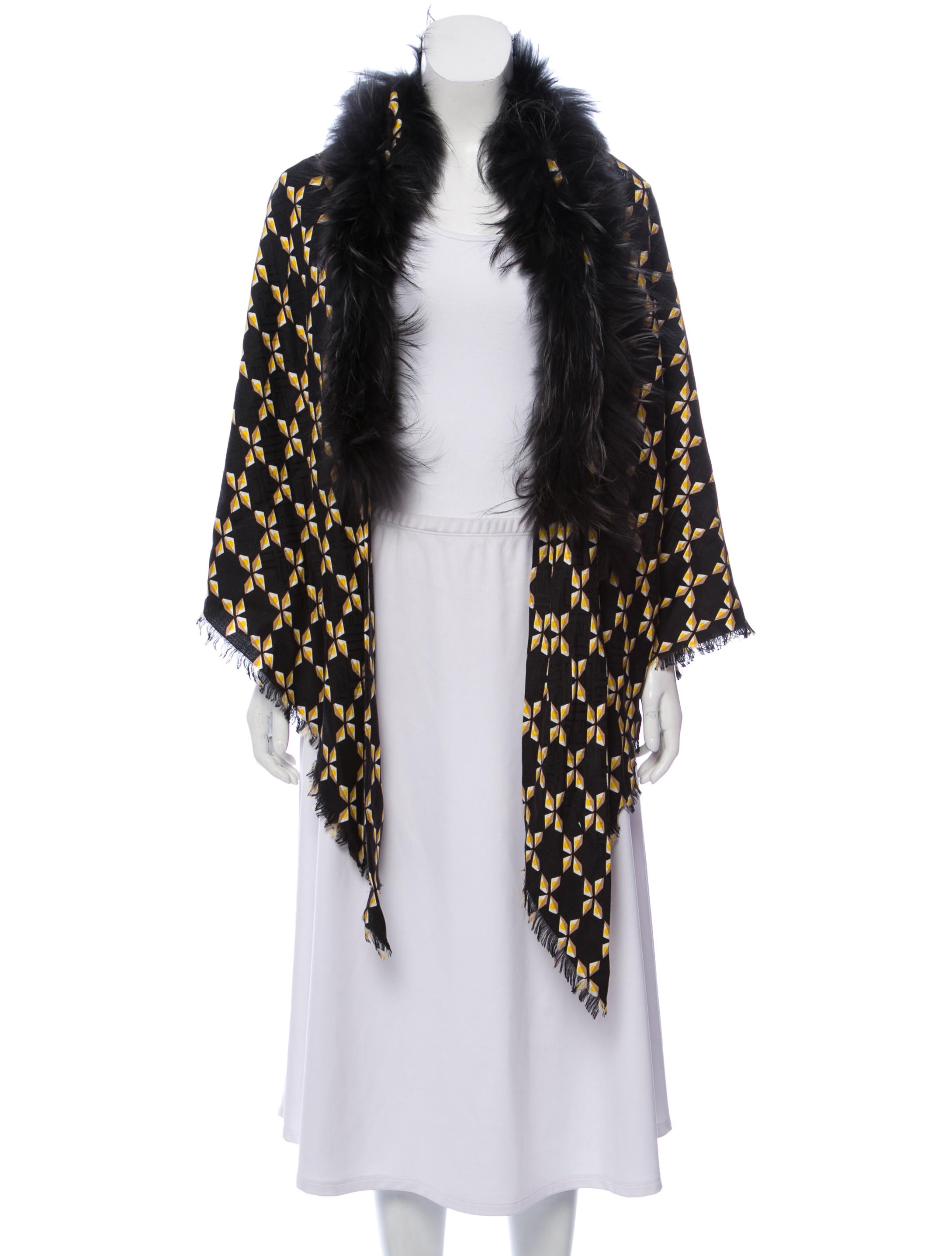 fendi fur trimmed shawl