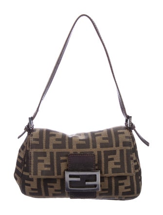 Fendi Leather-Trimmed Zucca Baguette