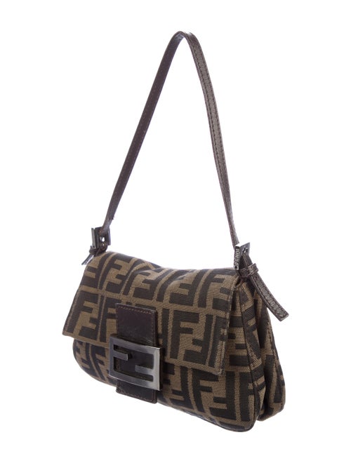 Fendi Leather-Trimmed Zucca Baguette