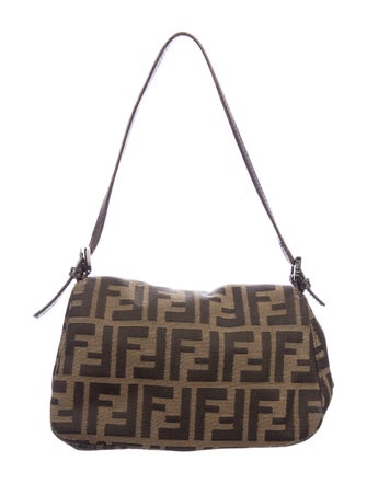 Fendi Leather-Trimmed Zucca Baguette